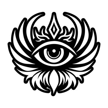 Bir kadın gözünün siyah beyaz dövmesi.