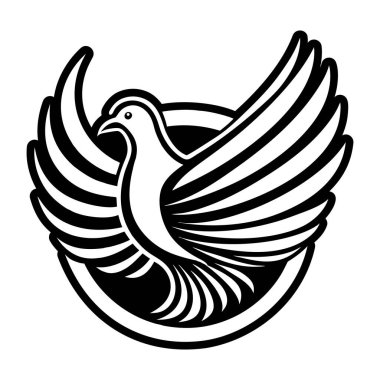 Kuş simgesi. Vektör çizimi. siyah arkaplan