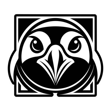 Kuş baykuşu vektör simgesi. Kuş baykuşu simgesi logosu. Çizgi film tarzında baykuş sembolü. Siyah vektör logosu. Kuş simgesi. izole kuş vektörü