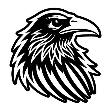 Siyah kartal kafası, beyaz arkaplanda çizimler