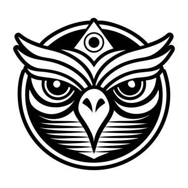 bir baykuşun siyah ve beyaz vektör çizimi