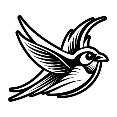 Kuş vektör simgesi. Siyah vektör logosu beyaz arkaplan kuşunda izole edildi.