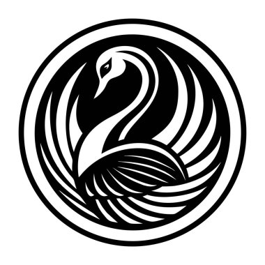 Kuğu logosu, hayvan simgesi vektör illüstrasyonu