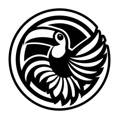 bir kuşun siyah ve beyaz vektör çizimi