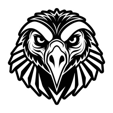 Kanatlı kartal kafası. Beyaz üzerine izole edilmiş vektör illüstrasyonu.