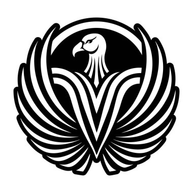 bir kartalın siyah ve beyaz vektör çizimi.