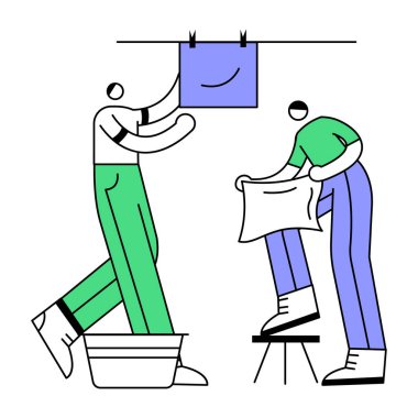 İnsanlar yıkama ve temizleme