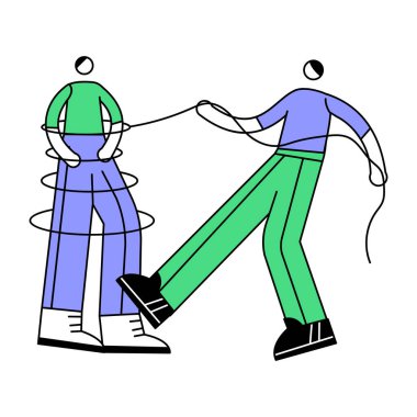 Kıyafetli kadın ve erkeklerin vektör çizimi