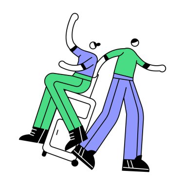 Beyaz arka plan vektör illüstrasyon tasarımında sandalyede oturan bir çift adam ve erkek.