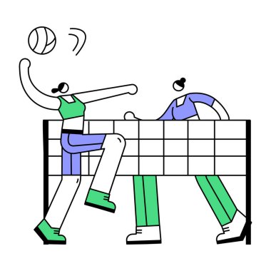 Erkek ve kadın top vektör tasarımı ile oynuyor