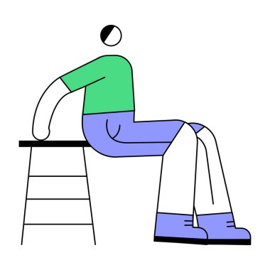 Beyaz arkaplan vektör illüstrasyonunda oturan adam