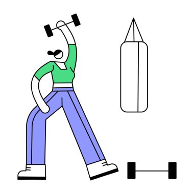 Fitness ve sağlıklı yaşam tarzı konsepti. vektör illüstrasyonu