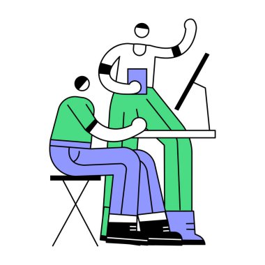 Hastanın muayenehanesindeki doktor. vektör illüstrasyonu