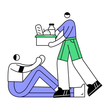 Tıbbi maskeli genç bir çift. Yüz ve covid 19 vektör çizim tasarımı.