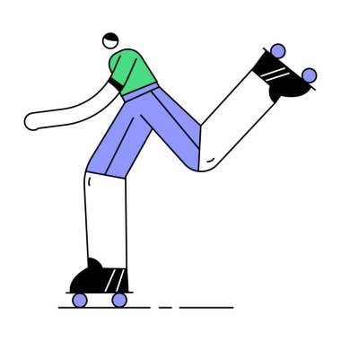 Düz dizaynlı patinaj ikonu beyaz arkaplanda izole edilmiş. spor sembolü çizimi