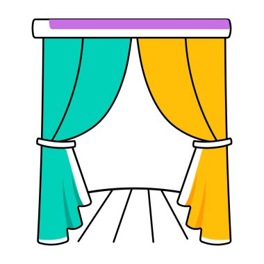 İç tasarım perdeleri. perde ikonu. izole resim