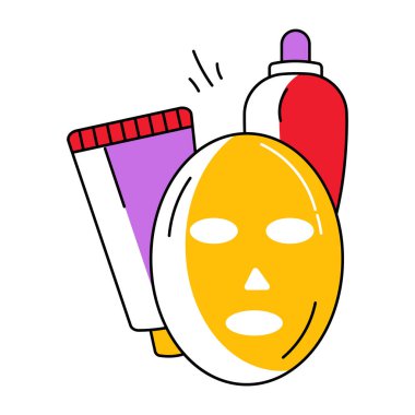 Kozmetik maske ikonu. Web için nemlendirici vektör simgelerinin özet çizimi