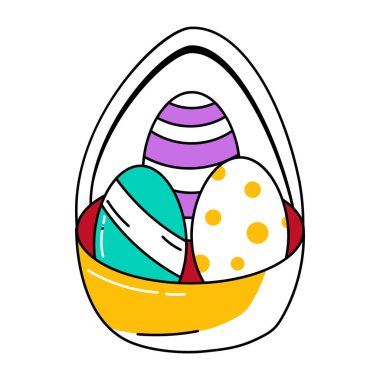 Renkli desenli paskalya yumurtaları