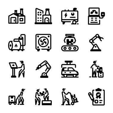 Robot ve robot çizgi simgesi seti.