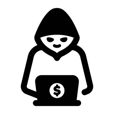 hacker düz simgesi, vektör illüstrasyonu