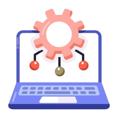 dişli simgesi, vektör illüstrasyonlu dizüstü bilgisayar