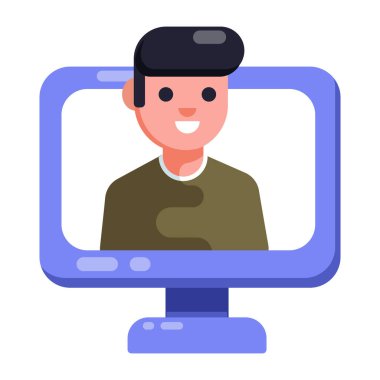 Video çağrı simgesi. Web tasarımı için vektör simgelerinin düz çizimi