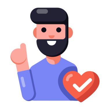 Akıllı telefonlu bir adam kalp vektörü çizimi gösteriyor