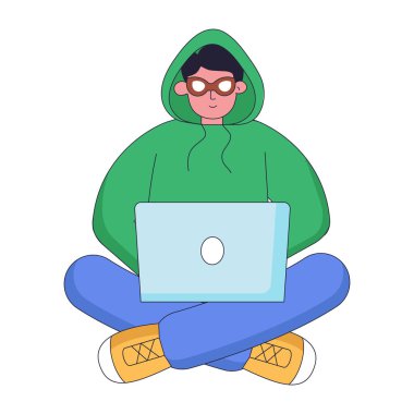 Dizüstü bilgisayar ve akıllı telefon olan adam