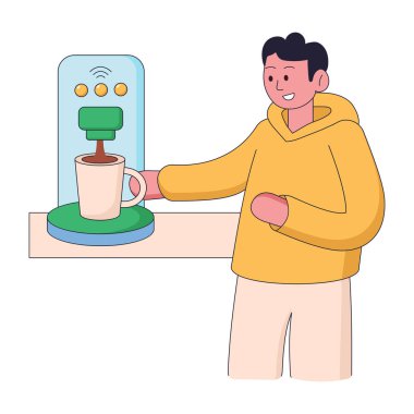 Akıllı telefon kullanıp kahve içen bir adam.