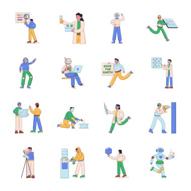 Bir dizi doktor ve hemşire vektör çizimi