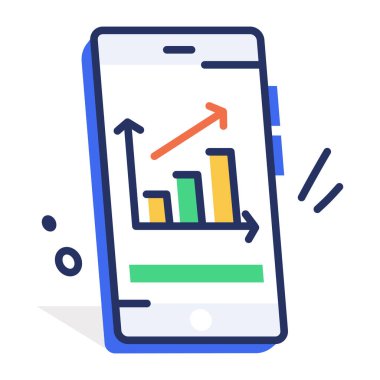 Büyüme gösterge panelini tasvir eden düz biçim simgesi