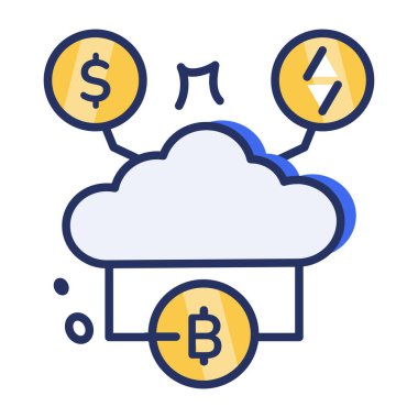 Bulut para birimini gösteren düz biçim simgesi