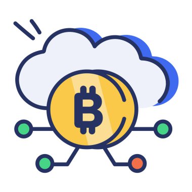 Bitcoin bulut ağını betimleyen düz simge