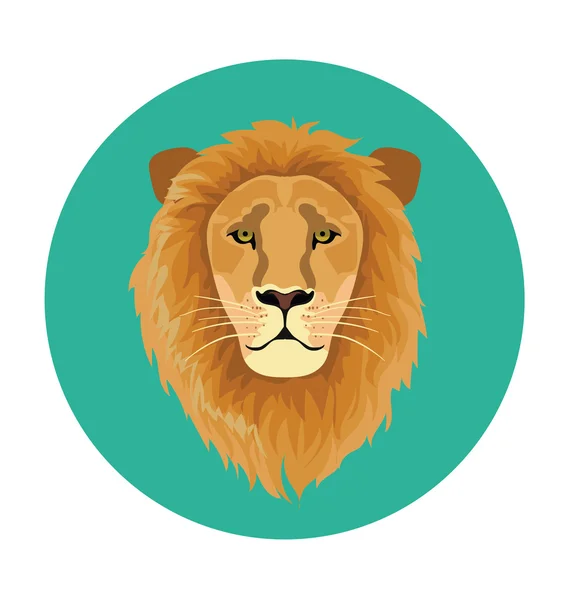 Lion geconfronteerd met platte pictogram illustratie — Stockvector