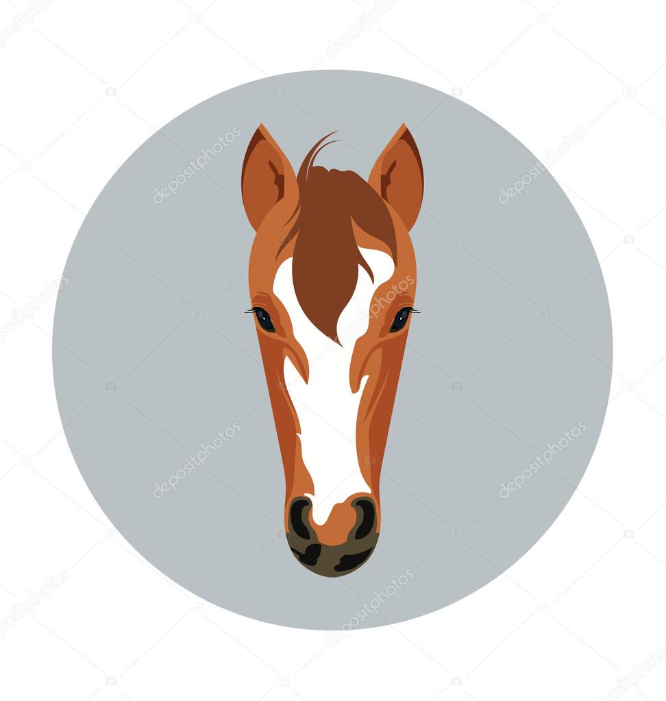 Horse Face Flat Icon Illustration