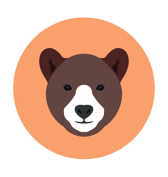 Bear Face Flat Icon Illustration — Stock Vector