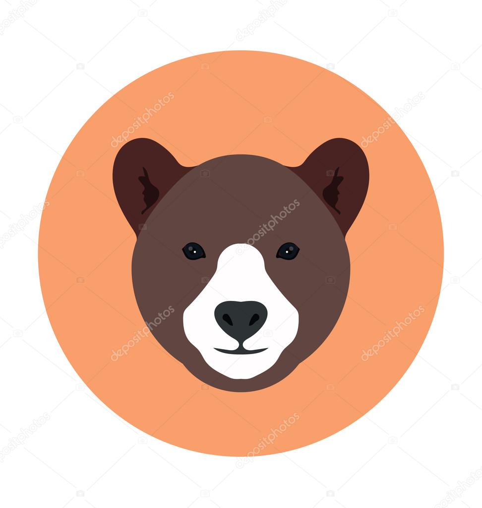 Bear Face Flat Icon Illustration