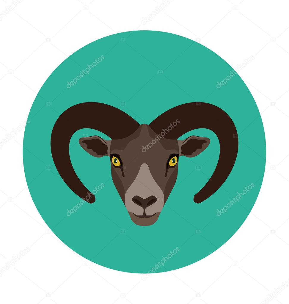 Mountain Goat Flat Icon Illustration