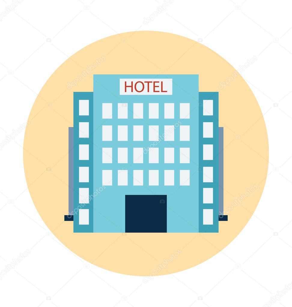 Hotel Building Colored Vector Illustration