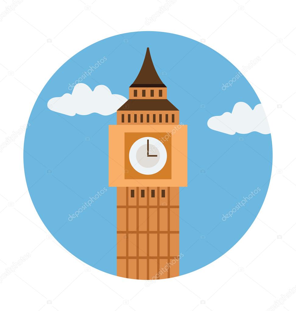 Big Ben Colored Vector Illustration