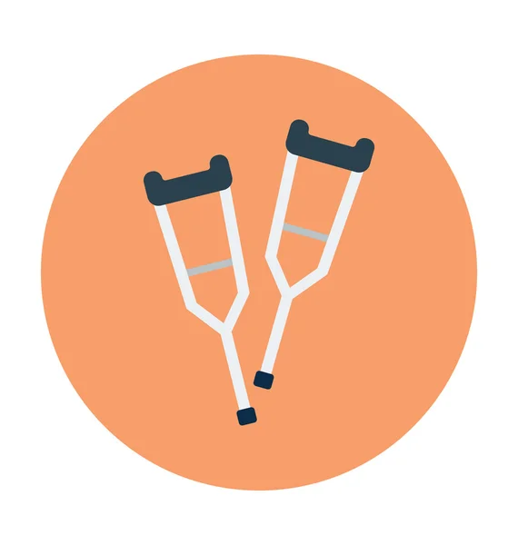 Crutches Colored Vector Icon — Stock Vector