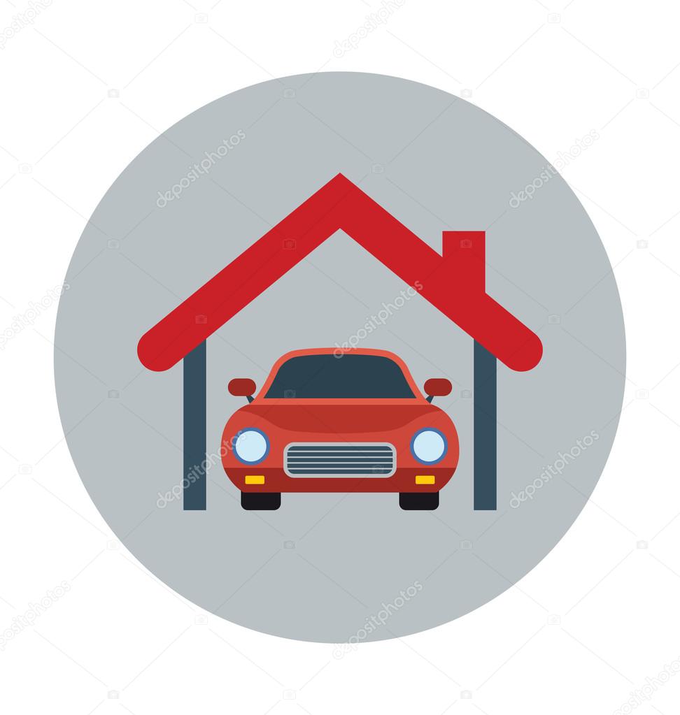 Car Garage Colored Illustration