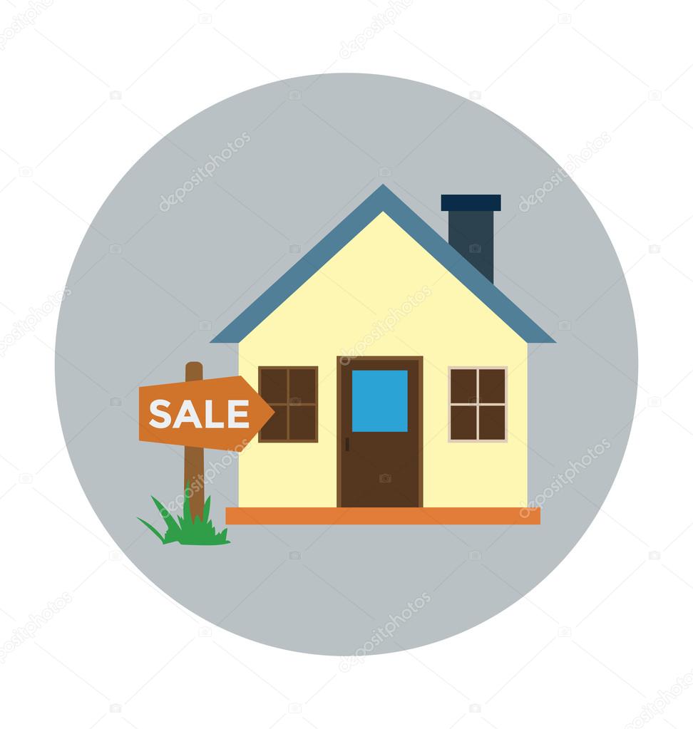 House for Sale Colored Illustration