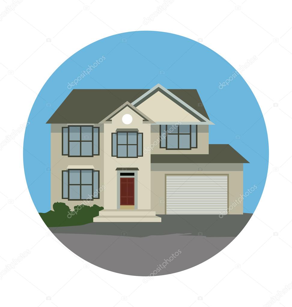 Family House Colored Vector Illustration