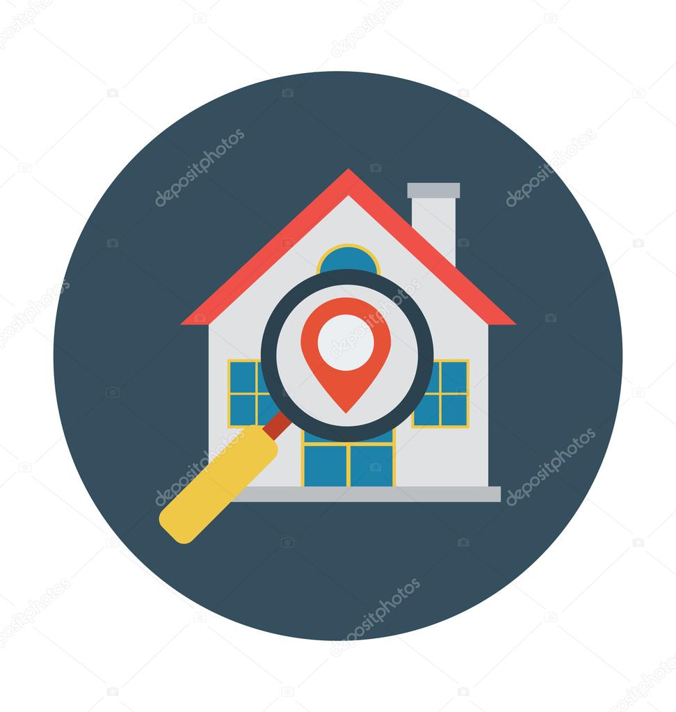 Searching Home Colored Vector Illustration