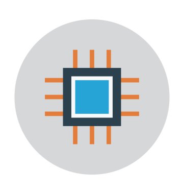 CPU işlemci vektör çizim renkli