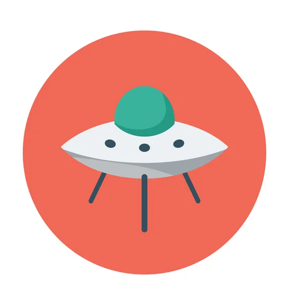 Alien Spacecraft Colored Vector Icon — Stock Vector