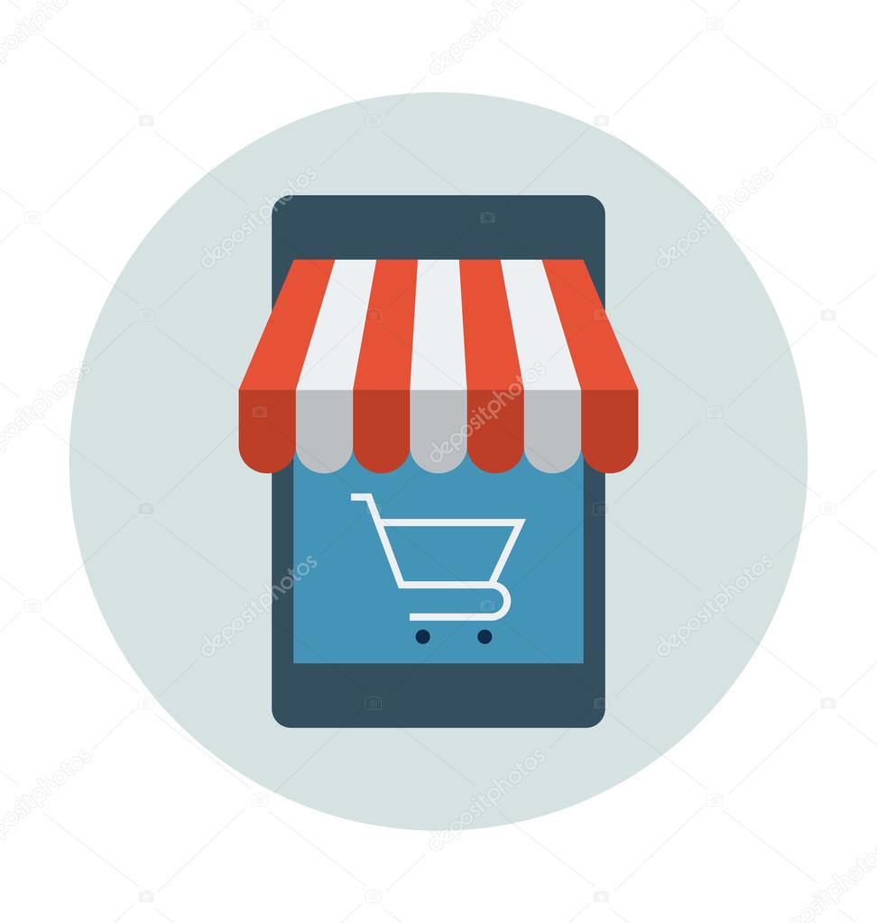 Mobile Shopping Colored Vector Illustration