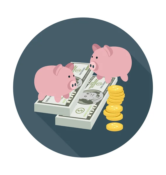 Piggy Bank Color Vector Ilustración — Archivo Imágenes Vectoriales