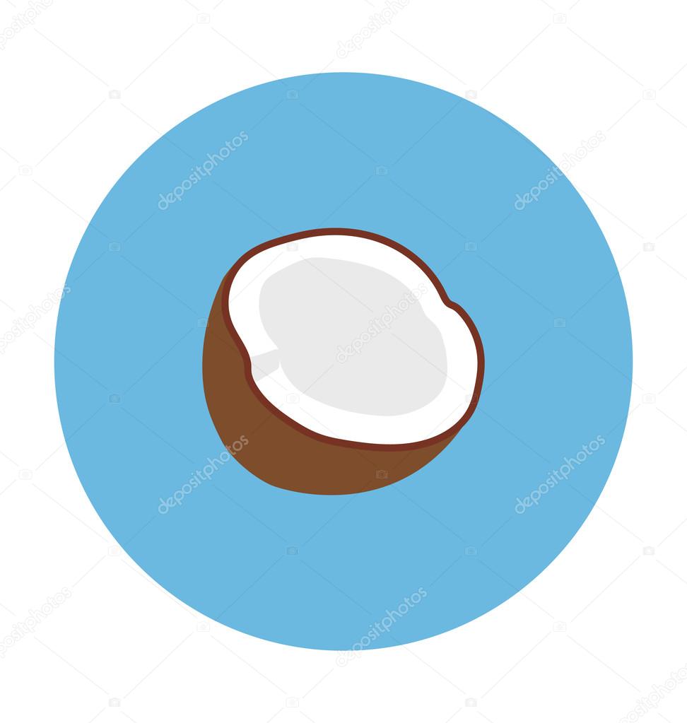 Coconut Colored Vector Icon
